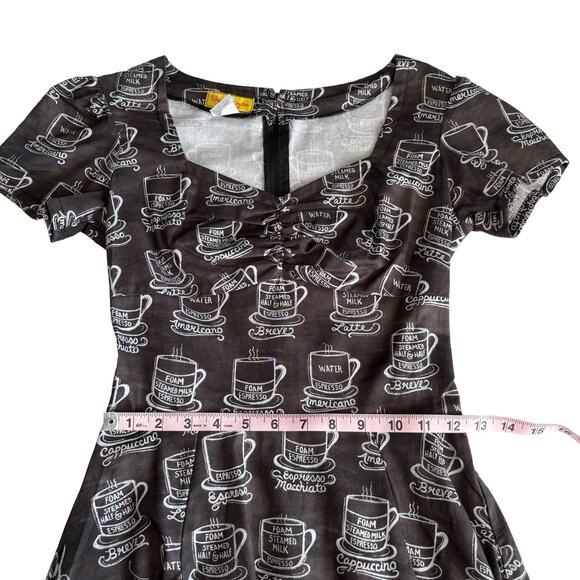 Bernie Dexter Coffee Espresso Fit & Flare Retro Rockabilly Cotton Dress Size XS - Picture 5 of 8